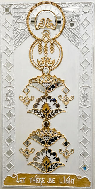 Brass Lamps in classic Gold and White 5'x3'